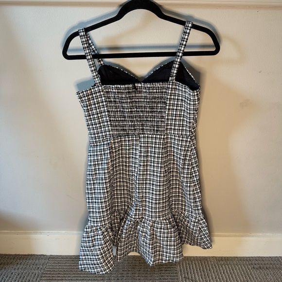 Parker Black and White Plaid Cinched Bow Adjustable Straps Mini Dress - Picture 2 of 5